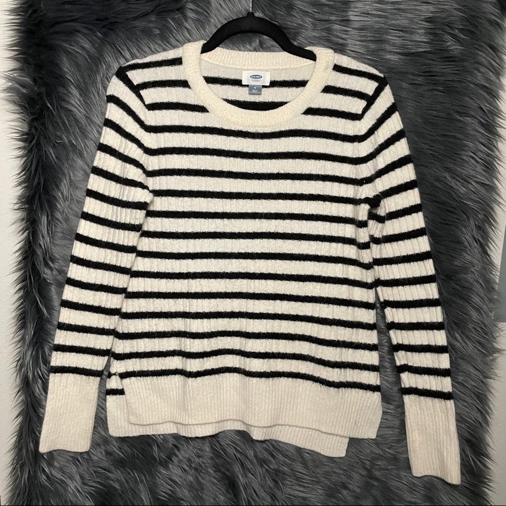 old navy fuzzy striped sweater size Medium